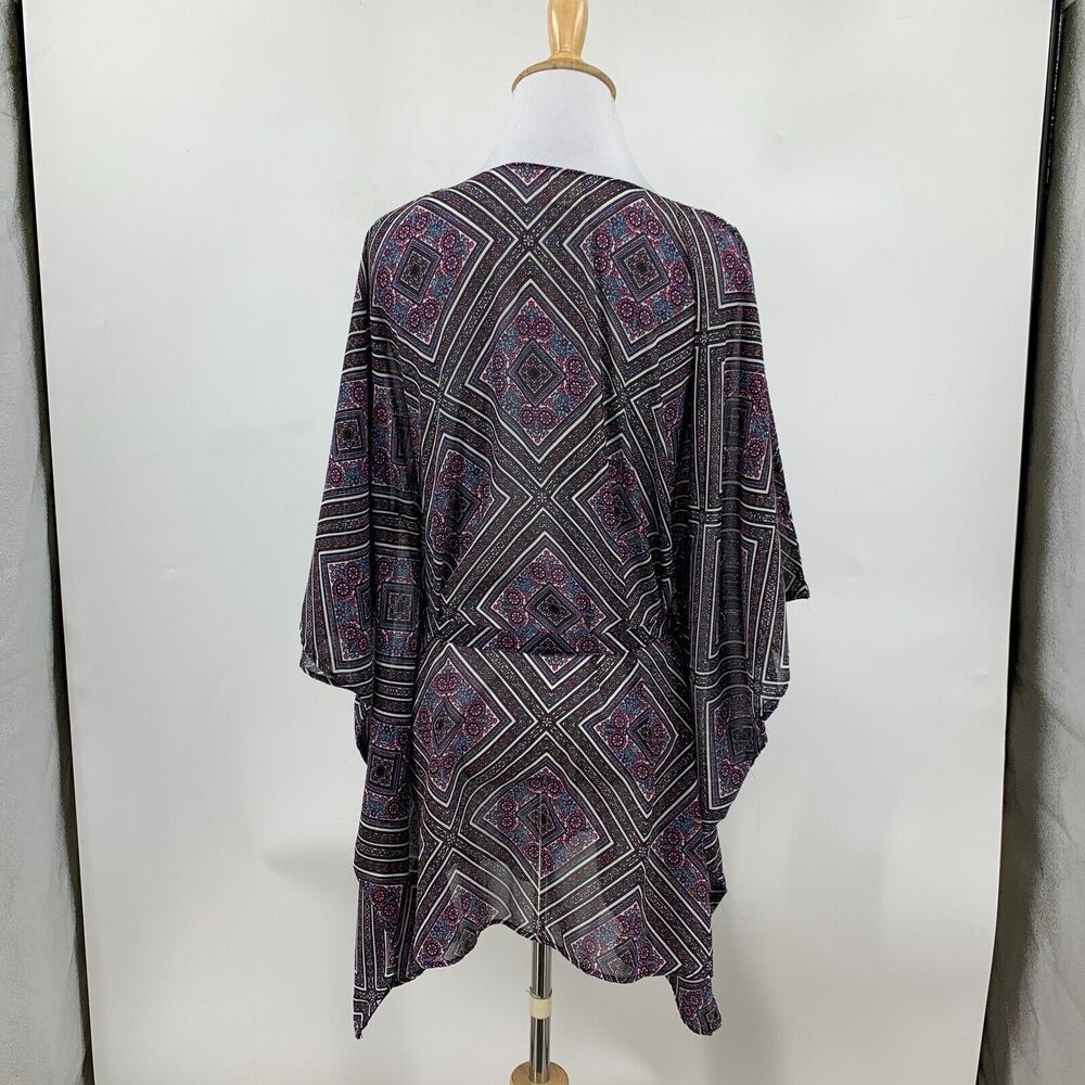 Oneill Adela Cover Up Womens XS/S Semi Sheer Paisley Beach Poncho Waist Tie - Picture 6 of 11